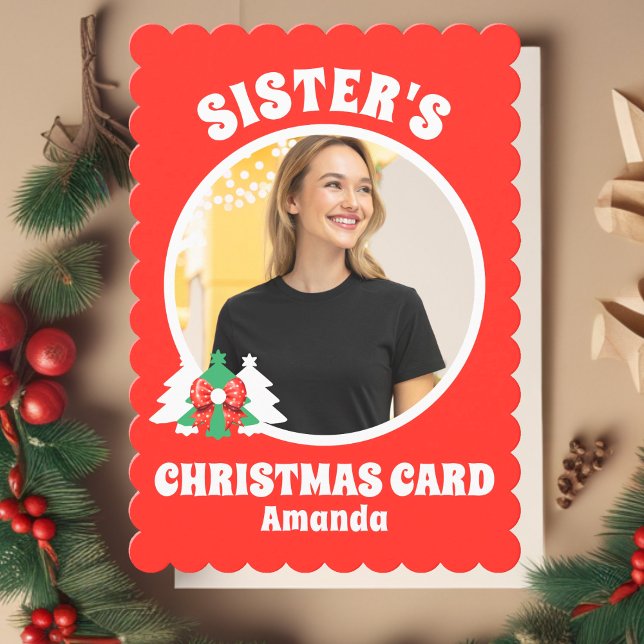 Cartes Pour Fêtes Annuelles Noël de la photo personnalisée de soeur (Créateur téléchargé)