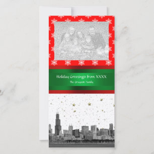 Cartes Pour Fêtes Annuelles Noël de la Red Snowflon de Chicago Skyline