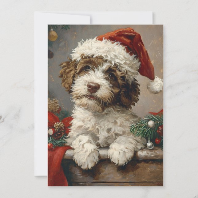 Cartes Pour Fêtes Annuelles Noël de Lagotto Romagnolo (Devant)