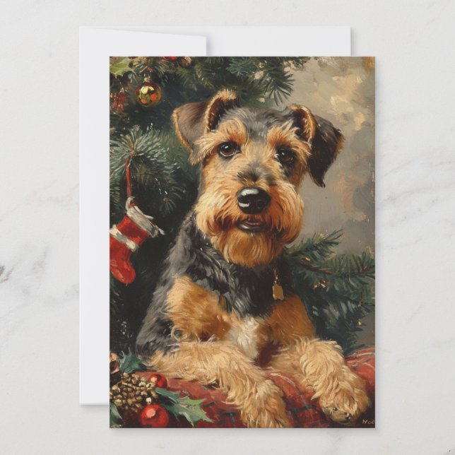 Cartes Pour Fêtes Annuelles Noël de l'Airedale (Devant)