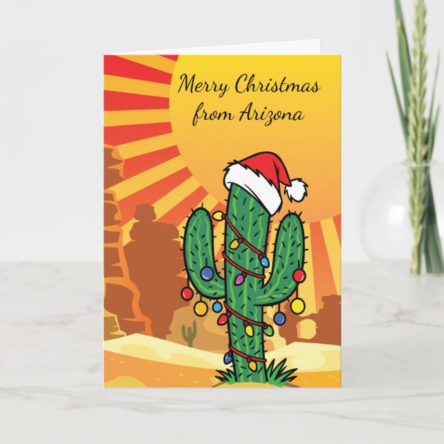 Cartes Pour Fêtes Annuelles Noël de l'Arizona Saguaro Cactus (Devant)