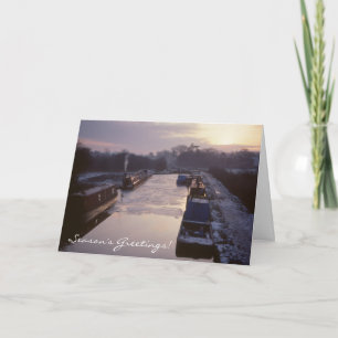 Cartes Pour Fêtes Annuelles Noël de lever de soleil de canal d'hiver
