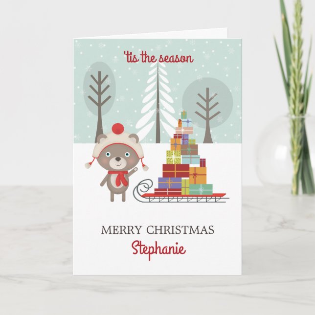 Cartes Pour Fêtes Annuelles Noël de l'ours des bois (Devant)