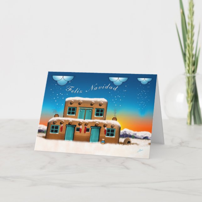 Cartes Pour Fêtes Annuelles Noël de maison d'Adobe (Devant)