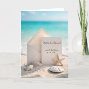 Cartes Pour Fêtes Annuelles Noël De Mariage Sur La Plage Avec Starfish