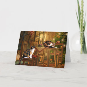 Cartes Pour Fêtes Annuelles Noël de minous de calicot