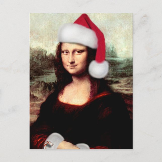Cartes Pour Fêtes Annuelles Noël de Mona Lisa Santa Hat (Devant)
