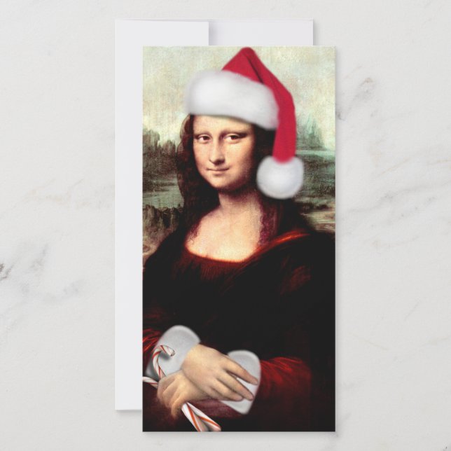 Cartes Pour Fêtes Annuelles Noël de Mona Lisa Santa Hat (Devant)