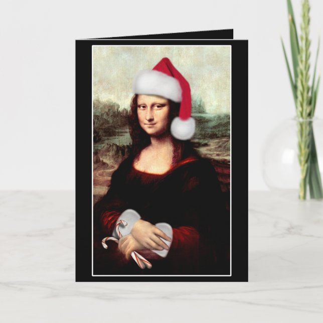 Cartes Pour Fêtes Annuelles Noël de Mona Lisa Santa Hat (Devant)