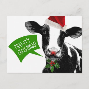 Cartes Pour Fêtes Annuelles Noël de Noël de Moo ! Vache de vacances amusante à