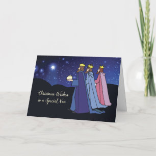 Cartes Pour Fêtes Annuelles Noël de nonne souhaite trois rois la nuit