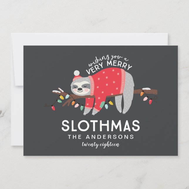 Cartes Pour Fêtes Annuelles noël de paresse coloré (Devant)