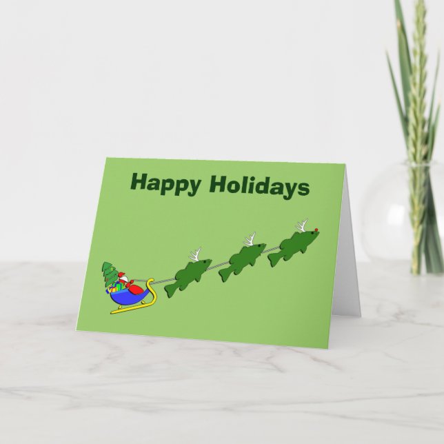 Cartes Pour Fêtes Annuelles Noël de pêche de bar amusant (Devant)