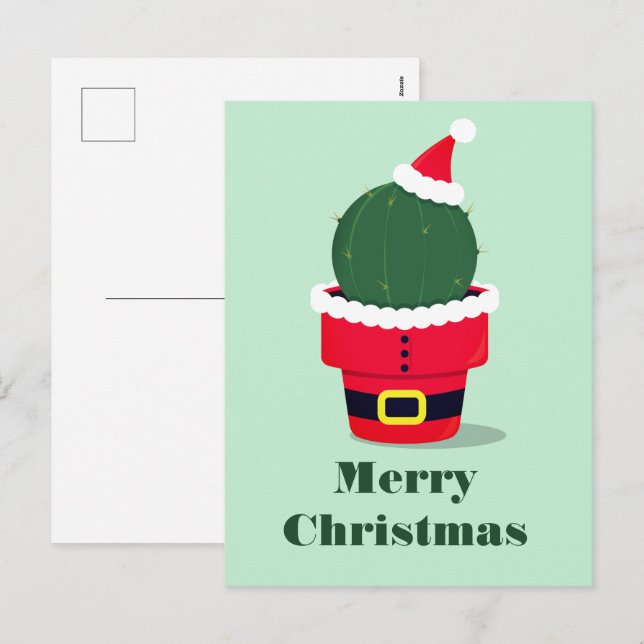 Cartes Pour Fêtes Annuelles Noël de père Noël Cactus (Devant / Derrière)