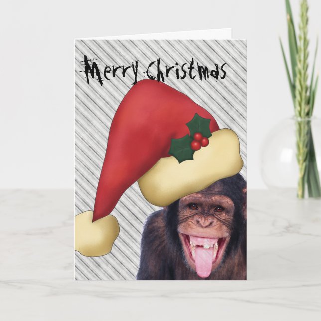 Cartes Pour Fêtes Annuelles Noël de Père Noël de singe (Devant)