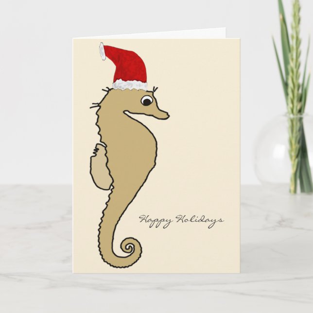 Cartes Pour Fêtes Annuelles Noël de Père Noël d'hippocampe (Devant)