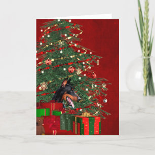Cartes Pour Fêtes Annuelles Noël de pinscher de dobermann