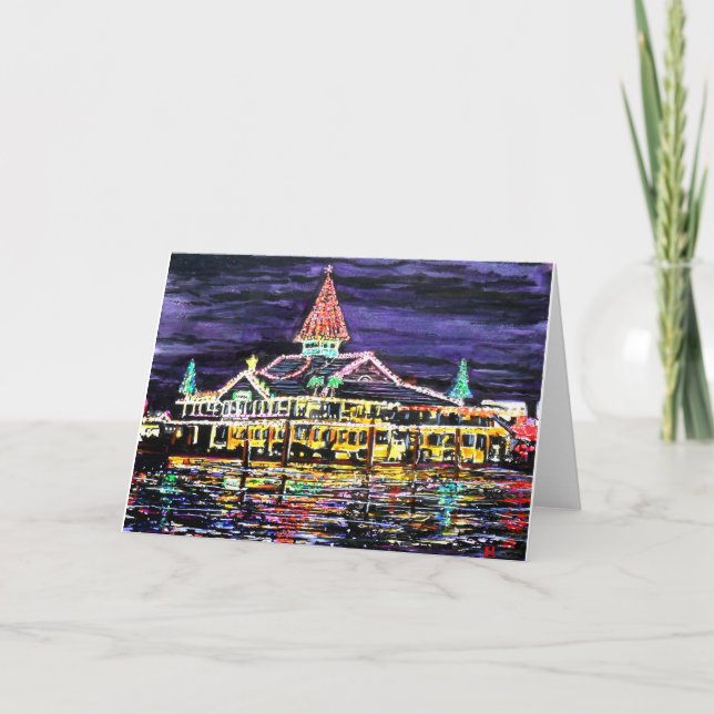 Cartes Pour Fêtes Annuelles Noël de plage de Newport (Devant)