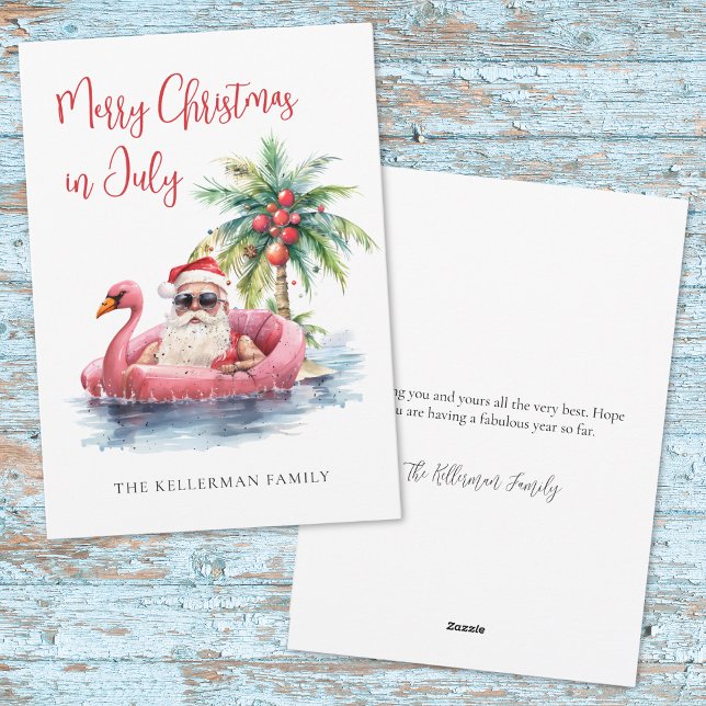 Cartes Pour Fêtes Annuelles Noël De Plage En Juillet (Beach Christmas In July Holiday Card)