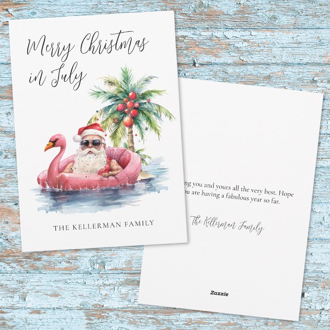 Cartes Pour Fêtes Annuelles Noël De Plage Tropical En Juillet (Tropical Beach Christmas In July Holiday Card)
