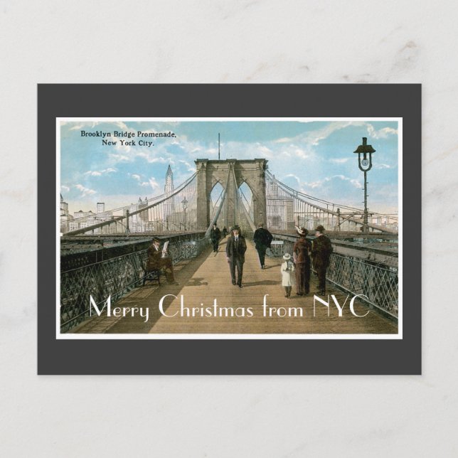 Cartes Pour Fêtes Annuelles Noël de pont de Brooklyn Joyeux (Devant)