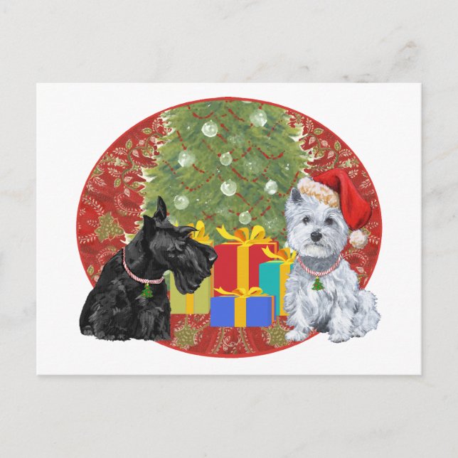 Cartes Pour Fêtes Annuelles Noël de Scottie et Westie (Devant)