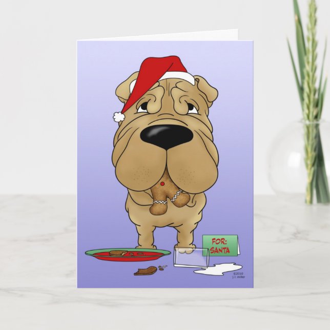 Cartes Pour Fêtes Annuelles Noël de Shar-Pei (Devant)