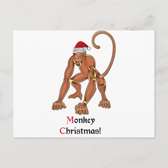 Cartes Pour Fêtes Annuelles Noël de singe (Devant)