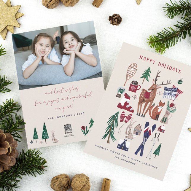 Cartes Pour Fêtes Annuelles Noël de ski nordique des bois (Créateur téléchargé)