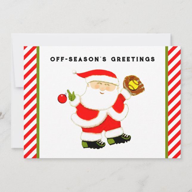 Cartes Pour Fêtes Annuelles Noël de softball (Devant)