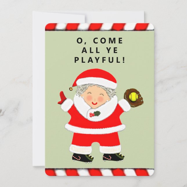 Cartes Pour Fêtes Annuelles Noël de softball amusant (Devant)