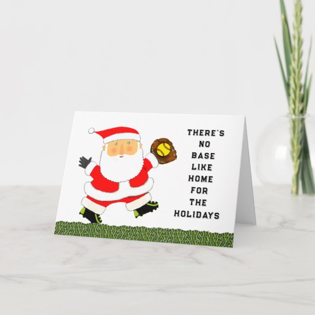 Cartes Pour Fêtes Annuelles Noël de softball amusant (Devant)