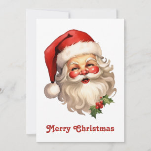 Cartes Pour Fêtes Annuelles Noël de style rétro Holly Jolly Santa Claus