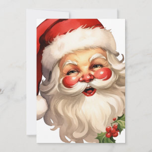 Cartes Pour Fêtes Annuelles Noël de style rétro Holly Jolly Santa Claus