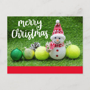 Cartes Pour Fêtes Annuelles Noël de tennis avec balle de tennis avec Snowman