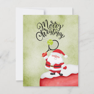 Cartes Pour Fêtes Annuelles Noël de tennis avec l'aquarelle du Père Noël