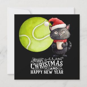 Cartes Pour Fêtes Annuelles Noël de tennis avec Père Noël Cat