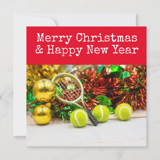 Cartes Pour Fêtes Annuelles Noël de tennis avec thème de tennis (Devant)