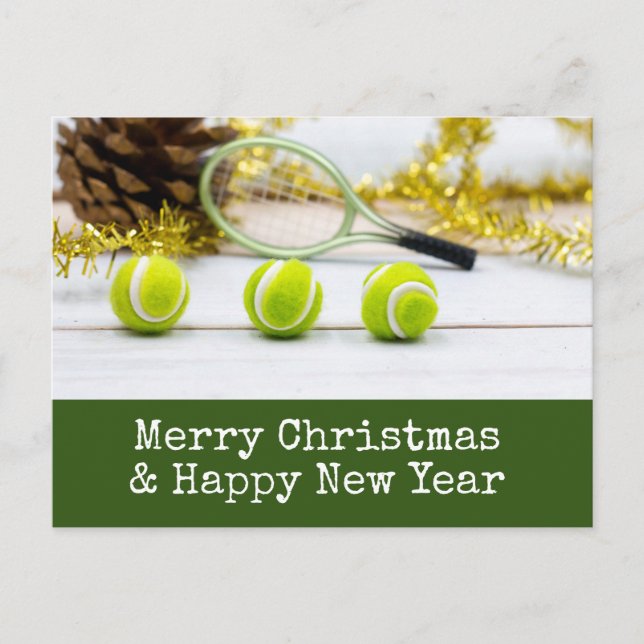Cartes Pour Fêtes Annuelles Noël de tennis avec thème de tennis (Devant)