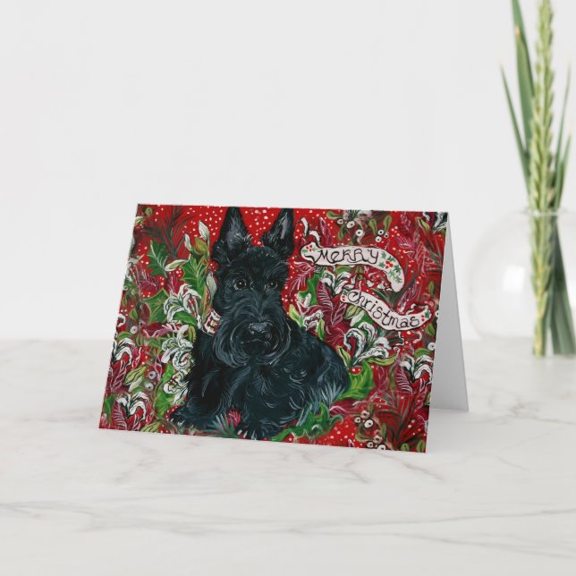 Cartes Pour Fêtes Annuelles Noël de Terrier d'écossais (Devant)