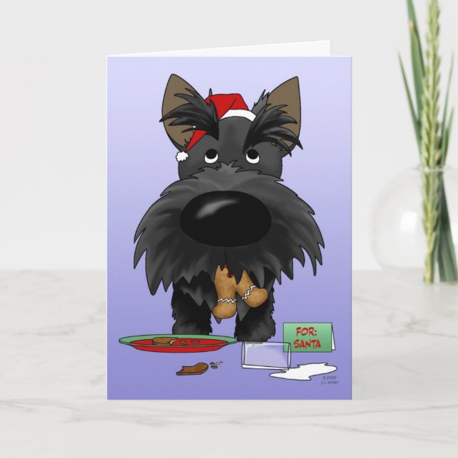 Cartes Pour Fêtes Annuelles Noël de Terrier d'écossais (Devant)