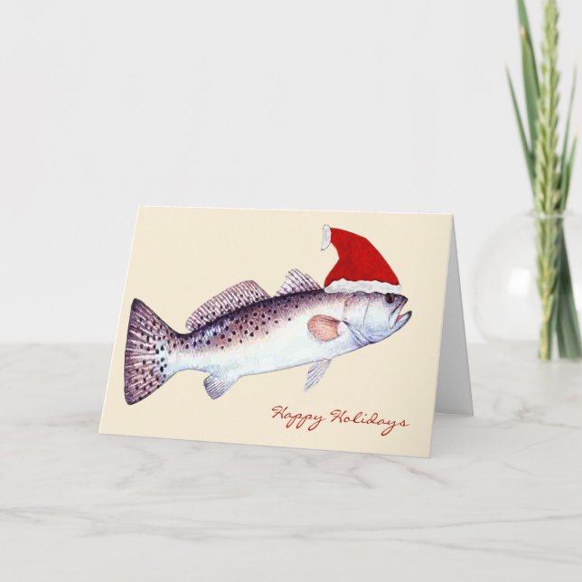 Cartes Pour Fêtes Annuelles Noël de truite mouchetée de père Noël (Devant)