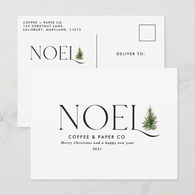 Cartes Pour Fêtes Annuelles Noel de typographie moderne affaires Noël (Devant / Derrière)