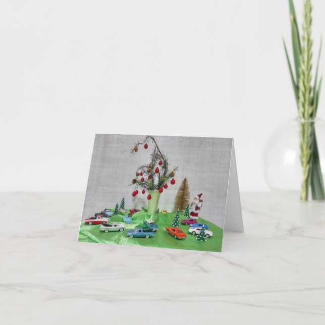 Cartes Pour Fêtes Annuelles Noël de voiture classique (Devant)