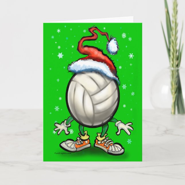 Cartes Pour Fêtes Annuelles Noël de volley-ball (Devant)