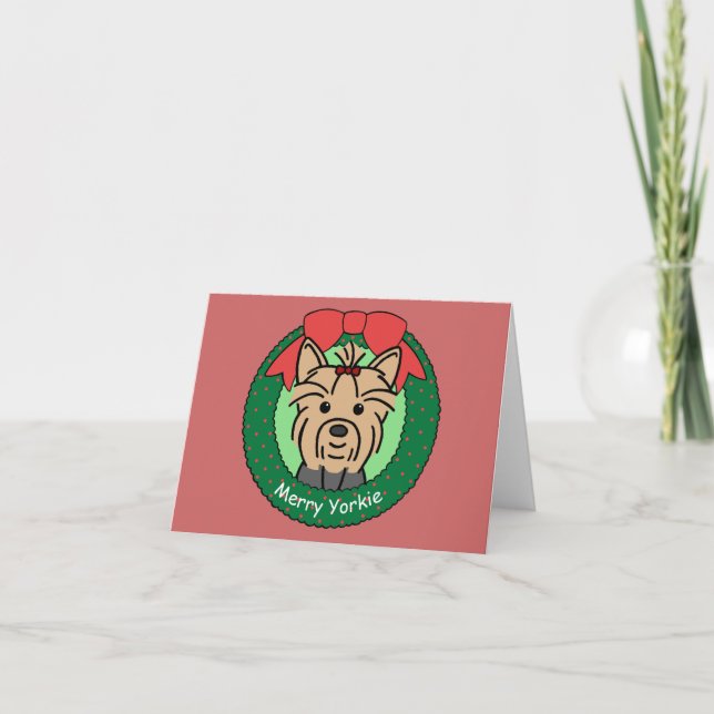 Cartes Pour Fêtes Annuelles Noël de Yorkie (Devant)