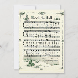 Cartes Pour Fêtes Annuelles Noël, décorez le hall Musique de feuille vintage