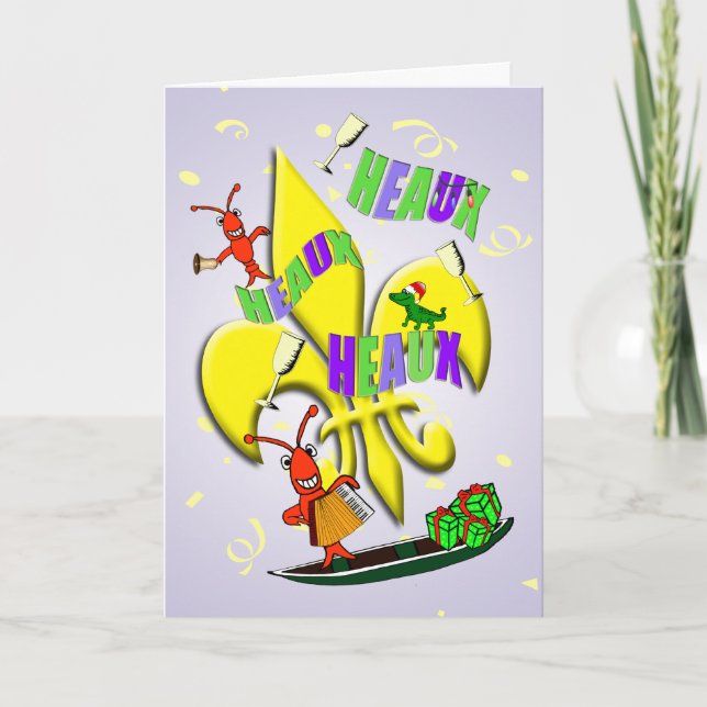 Cartes Pour Fêtes Annuelles Noël d'écrevisses de Cajun (Devant)