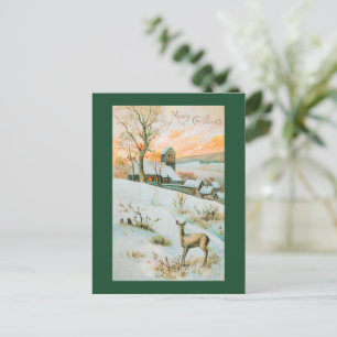 Cartes Pour Fêtes Annuelles Noël Décrit le paysage hivernal et les cerfs