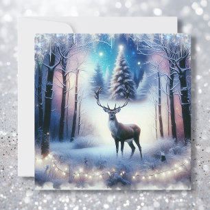 Cartes Pour Fêtes Annuelles Noël Deer Magique Enchanted Winter Forest